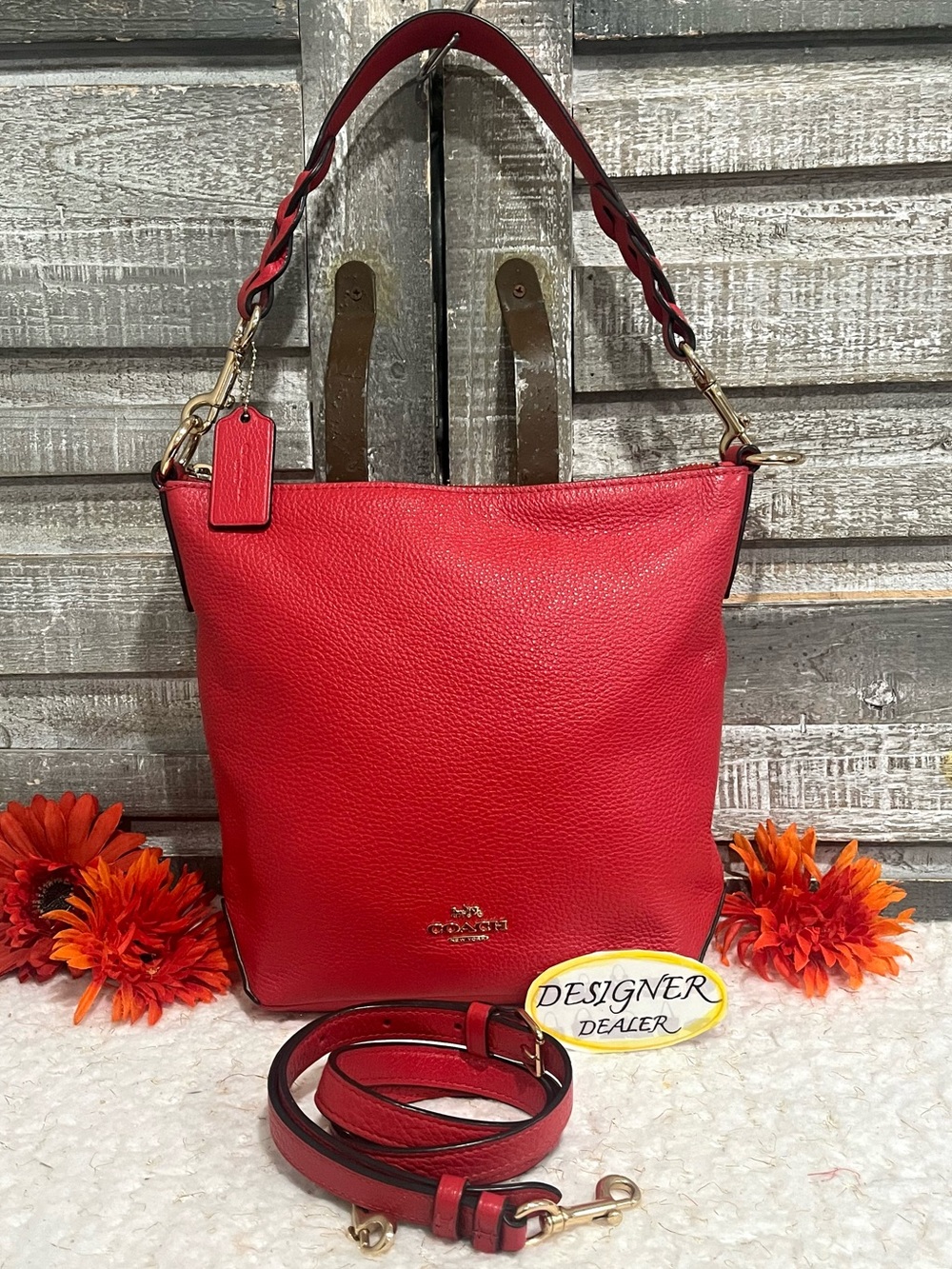 COACH Abby Red Leather Duffle Bag VGC 67025